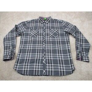 Ted Baker London Shirt Men Extra Large XL 6 Gray Plaid Cotton Casual Button Up